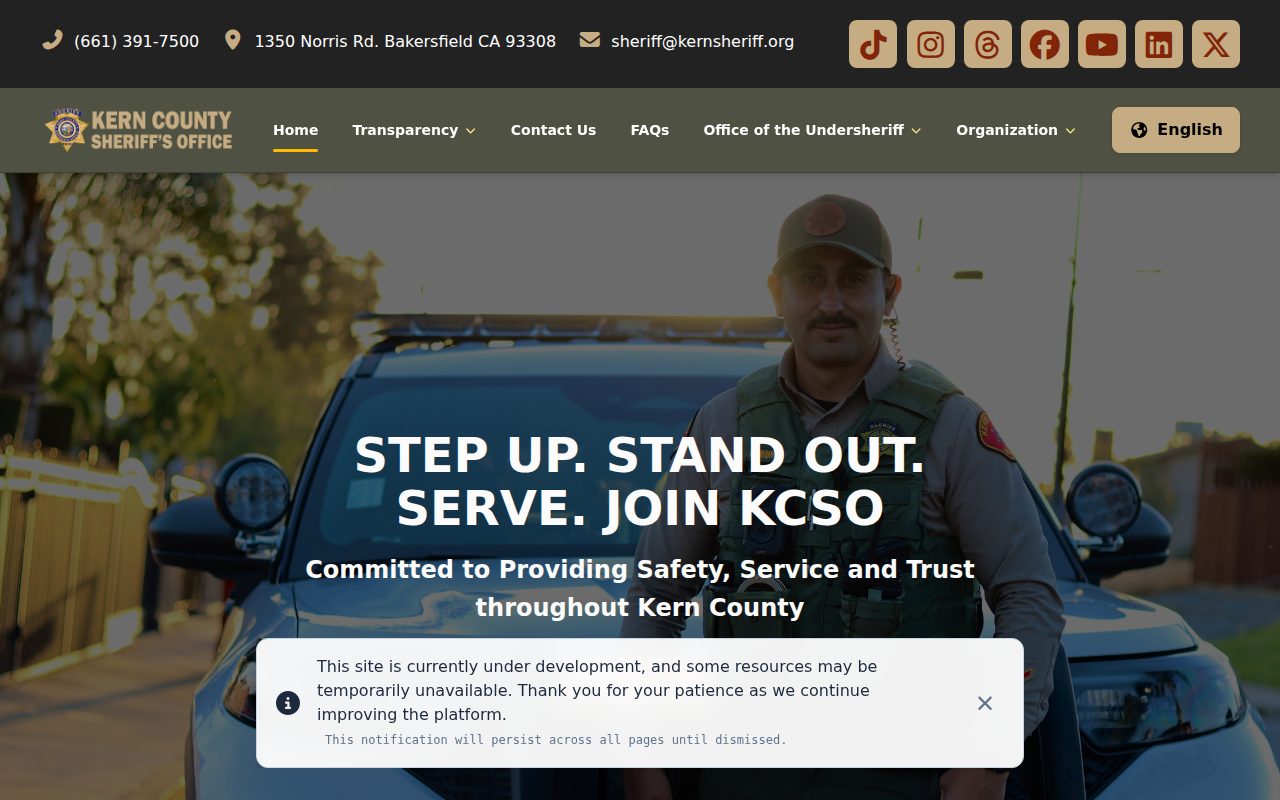 Kern County Sheriff's Office screenshot